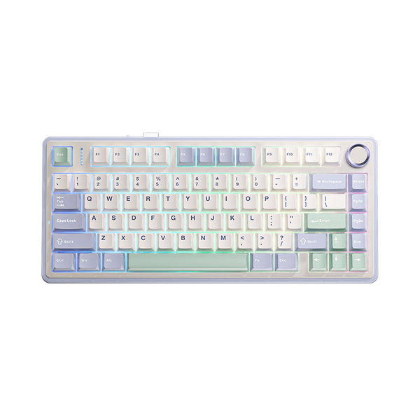 BÀN PHÍM CƠ AULA F75 TÍM NHẠT + BE + XANH LÁ (ICE GREEN) (KẾT NỐI TYPEC + 2.4G + BLUETOOTH, REAPER SWITCH)