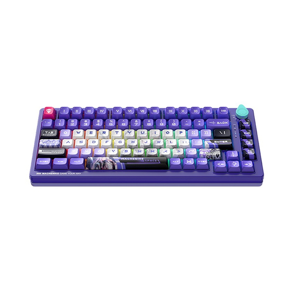 BÀN PHÍM CƠ MACHENIKE K600T-B82 TRI-MODE WHITE VIOLET GR PURPLE SWITCH LED RGB (SHIRASAIKO) (CÓ DÂY/2.4G WIRELESS/BLUETOOTH 5.0)