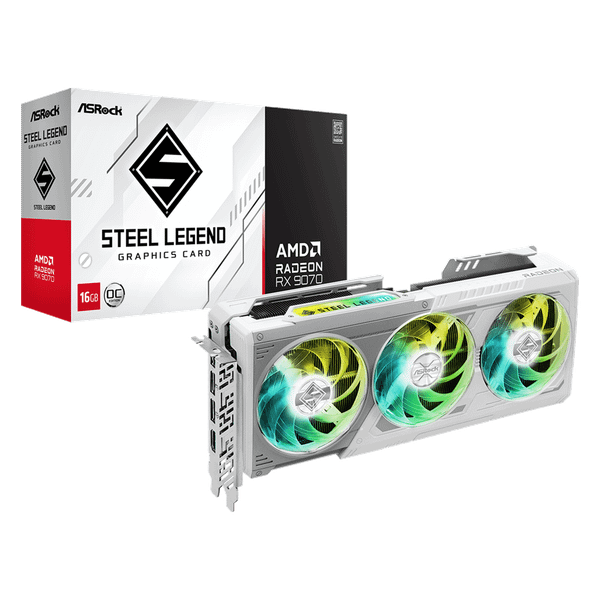 VGA ASRock RX 9070 16G Steel Legend OC White