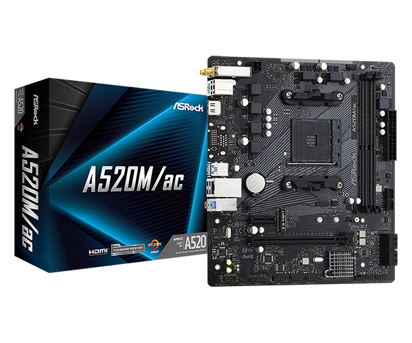 MAIN ASROCK A520M/AC ( WIFI / BLUETOOTH 4.2 / AM4 / M-ATX / 2XDDR4 )