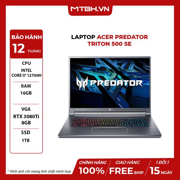 LAPTOP ACER PREDATOR TRITON 500 SE PT516-52S-75E3 CORE i7-12700H | RTX 3070Ti 8GB | 16GB RAM | SSD 1TB | 16