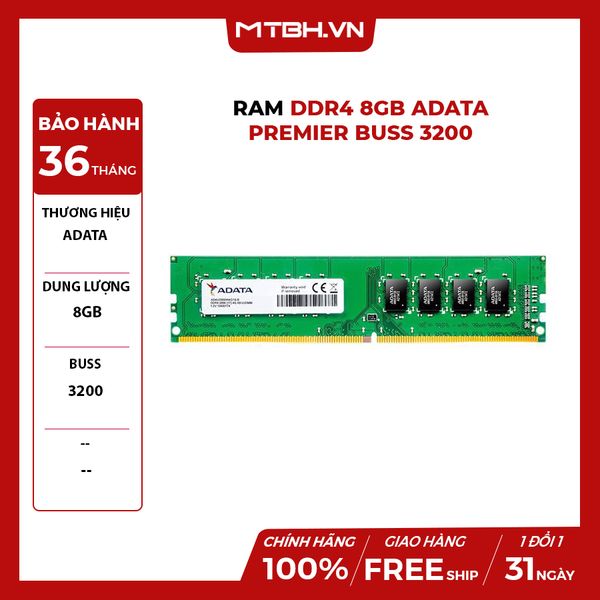 RAM DDR4 8GB ADATA PREMIER BUSS 3200