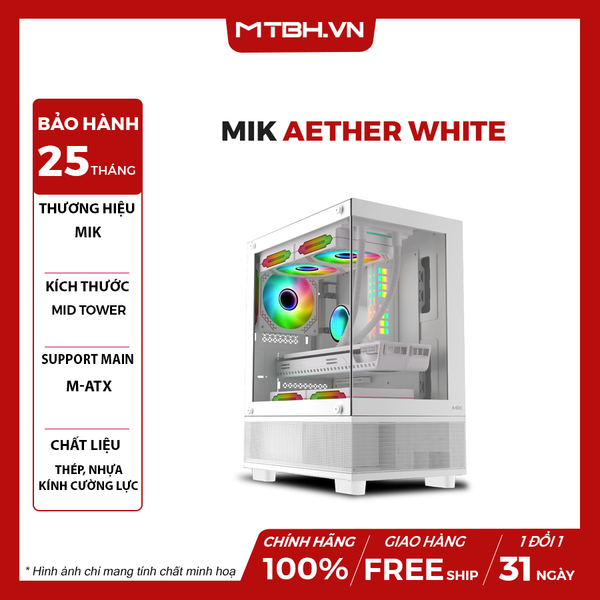 CASE MIK AETHER WHITE (MATX/MID TOWER/MÀU TRẮNG)