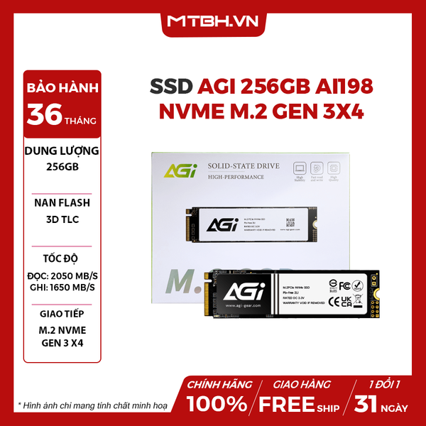 SSD AGI 256GB AI198 NVME M.2 Gen 3x4