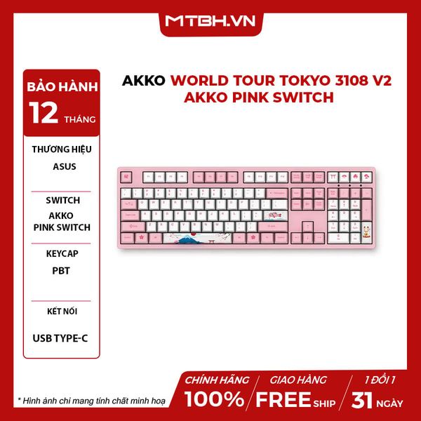 BÀN PHÍM CƠ AKKO WORLD TOUR TOKYO 3108 V2 AKKO PINK SWITCH