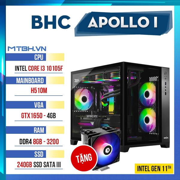 PC Gaming Apollo I Gen 11th ( i3 10105F | GTX 1650 | 8GB DDR4 | H510 | 240GB )