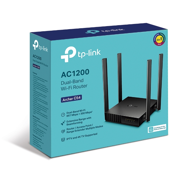 BỘ PHÁT WIFI TP-LINK ARCHER C54 AC1200 - BĂNG TẦN KÉP | 4 ANTEN | MU-MIMO