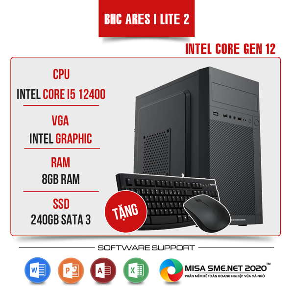 PC Văn Phòng BHC Ares I Lite Gen 12th ( i5 12400 | 8GB DDR4 | 240GB )