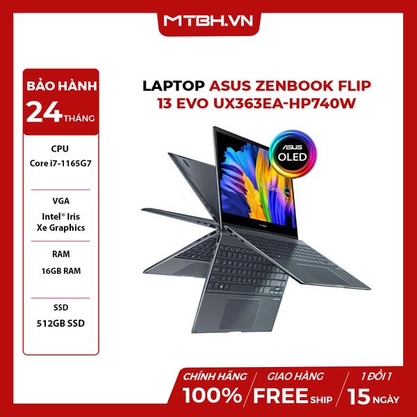 LAPTOP ASUS ZENBOOK FLIP 13 EVO UX363EA-HP740W Core i7-1165G7 | 16GB RAM | 512GB SSD | 13.3