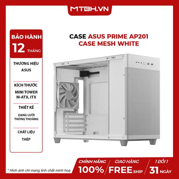 Case ASUS Prime AP201 CASE MESH White (Mini Tower/Màu Trắng)