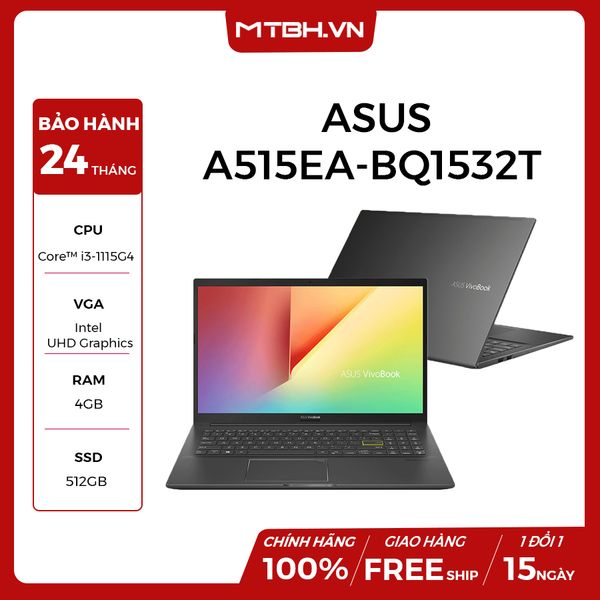 LAPTOP ASUS VIVOBOOK A515EA-BQ1532T CORE I3-1115G4 | 4GB RAM | 512GB SSD | 15.6