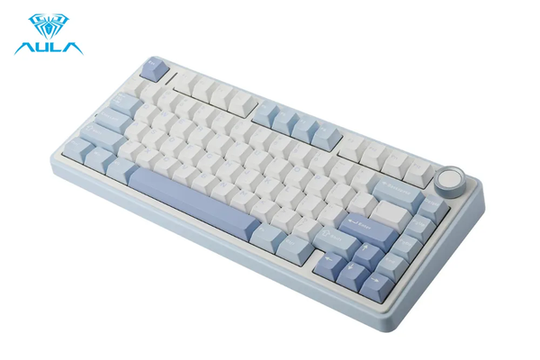 BÀN PHÍM CƠ AULA F75 XANH NHẠT + TRẮNG + XANH ĐẬM (KẾT NỐI TYPEC + 2.4G + BLUETOOTH, REAPER V3 SWITCH)