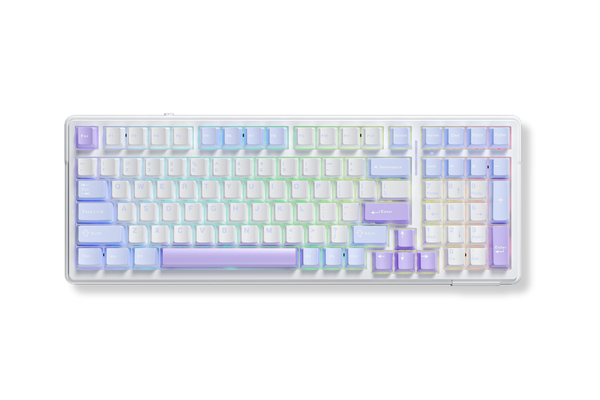 BÀN PHÍM CƠ AULA F99 3 MODE (TRẮNG XANH DƯƠNG TÍM ĐẬM, Grey Wood V3 Switch)