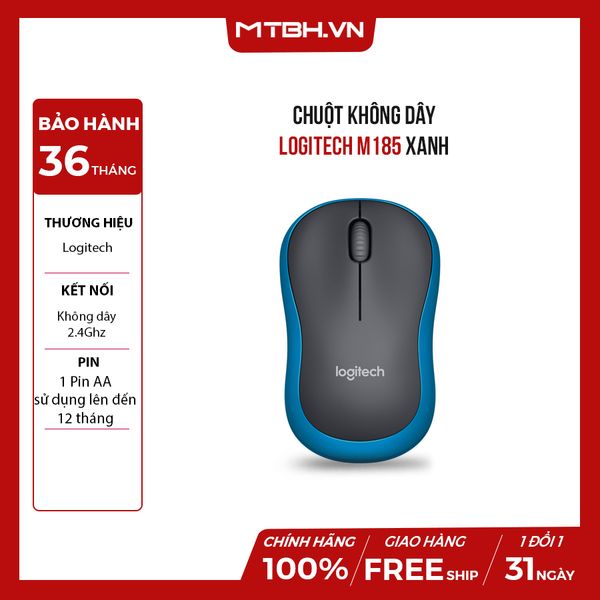 CHUỘT KHÔNG DÂY LOGITECH M185 XANH