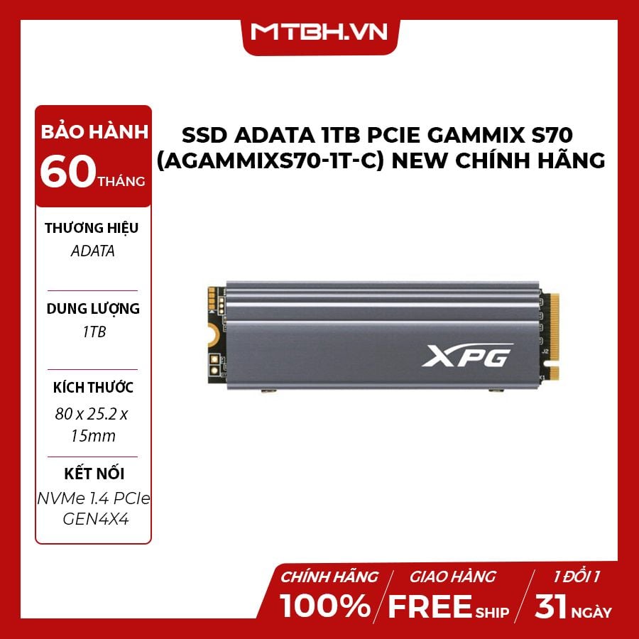 SSD ADATA 1TB PCIE GAMMIX S70 (AGAMMIXS70-1T-C) NEW CHÍNH HÃNG – Máy ...