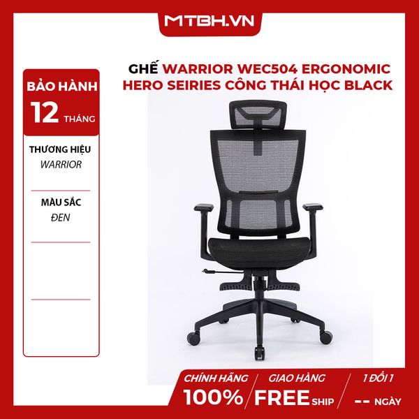 GHẾ WARRIOR WEC504 ERGONOMIC HERO SEIRIES CÔNG THÁI HỌC BLACK