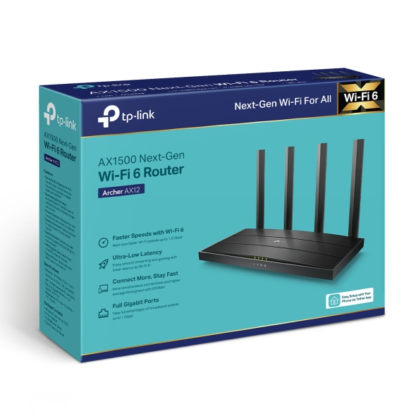 BỘ PHÁT WIFI 6 TP-LINK ARCHER AX12 - AX1500 | 2 BĂNG TẦN | WPA3