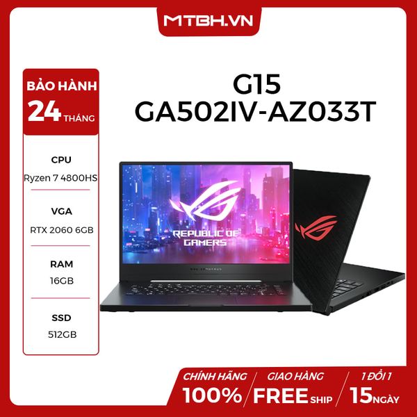LAPTOP GAMING ASUS ROG ZEPHYRUS G15 GA502IV-AZ033T GEFORCE RTX 2060 6GB RYZEN 7-4800HS 16GB 512GB 15.6″ FHD IPS 240HZ WIN 10 DGW