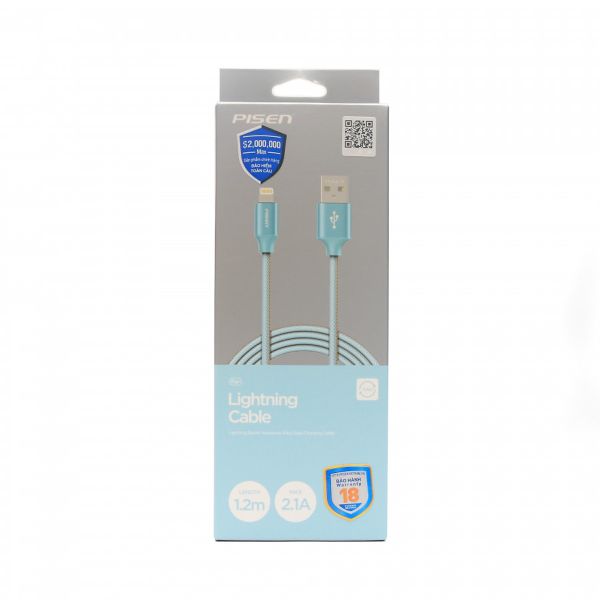 Cáp Pisen Lightning Denim Aluminum Alloy 1.2m (Cowboy, AL14-1200) , xanh bò