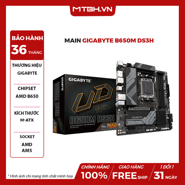 MAIN GIGABYTE B650M DS3H (AM5 / M-ATX / 4XDDR5)