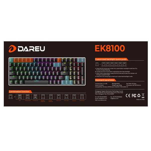 BÀN PHÍM CƠ DAREU EK8100 RGB BLUE SWITCH