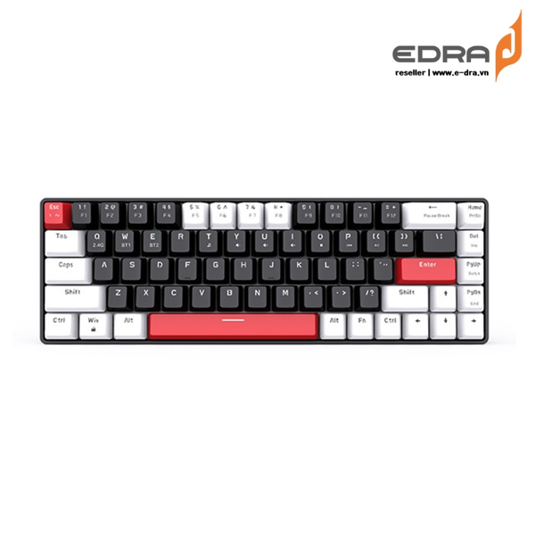 BÀN PHÍM CƠ E-DRA EK368L WHITE BLACK RED SWITCH (BLUETOOTH, WIRELESS 2.4G)