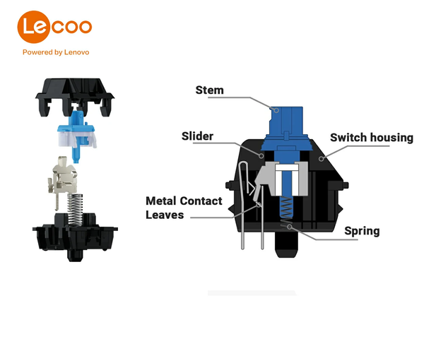 Bàn phím cơ gaming có đèn LED Lecoo KG1101 RGB blue switch