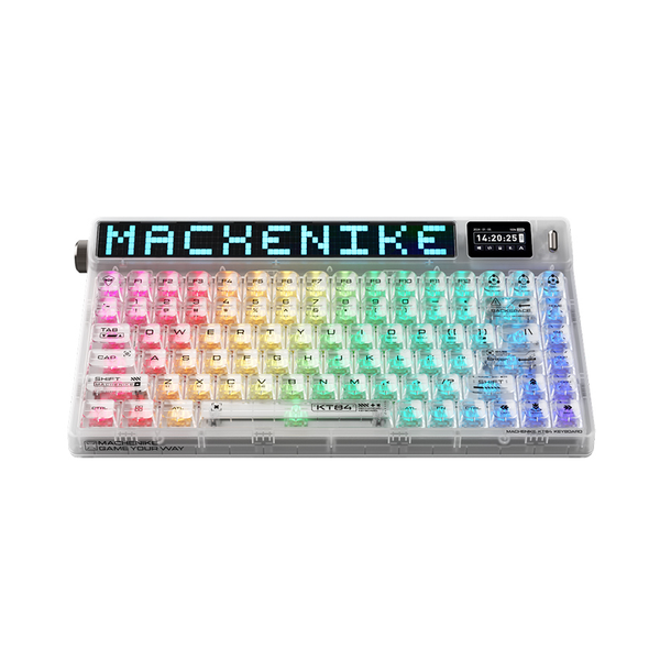 Bàn Phím Cơ Machenike KT84-B84W Smart Screen Tri-Mode White Gateron Yellow switch