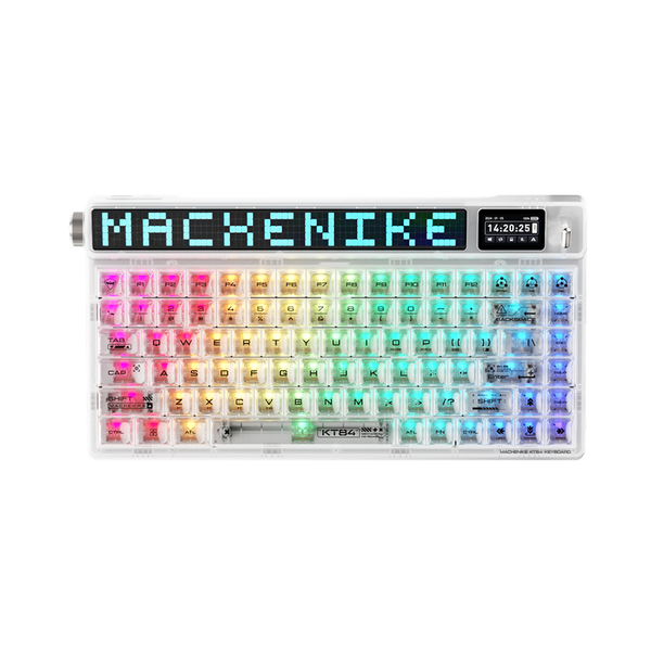 Bàn Phím Cơ Machenike KT84-B84W Smart Screen Tri-Mode White Gateron Yellow switch