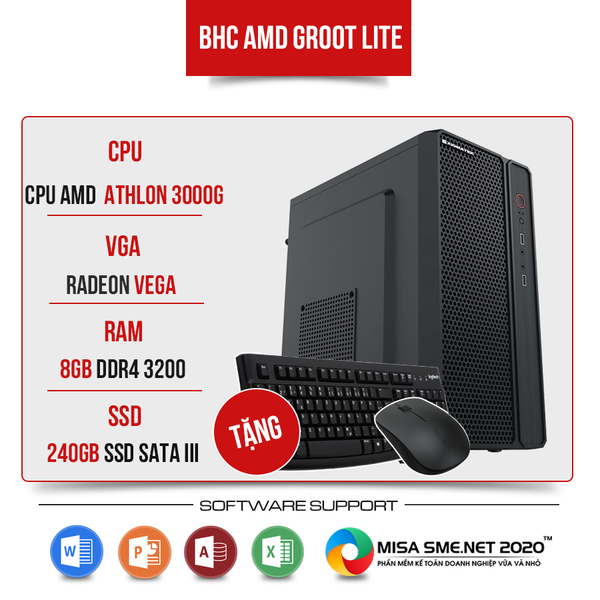 PC Văn Phòng AMD BHC Hera Lite Gen 3th ( Athlon 3000G | 8GB | /240GB )