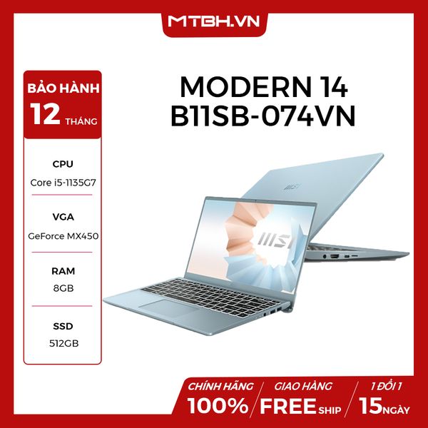 LAPTOP MSI MODERN 14 B11SB-074VN CORE i5-1135G7 | 8GB | 512GB | VGA MX450 2GB | 14