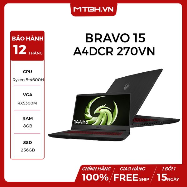 LAPTOP MSI BRAVO 15 A4DCR 270VN Ryzen 5 4600H | RX 5300M | 8GB RAM | 256GB SSD | 15.6