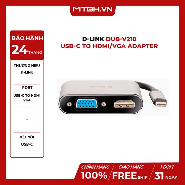 BỘ CHUYỂN ĐỔI D-LINK DUB-V210 - USB-C TO HDMI/VGA ADAPTER