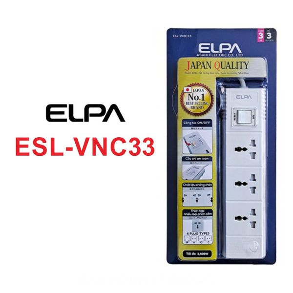 Ổ CẮM ĐIỆN CAO CẤP ELPA ESL-VNC33 | 3 Ổ ĐIỆN, 1 CÔNG TẮC, 3M