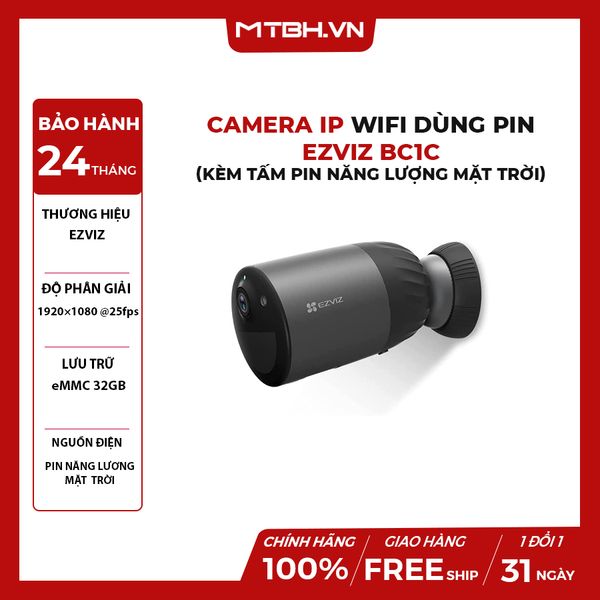 Camera Wifi Dùng Pin EZVIZ BC1C (Kèm tấm pin Năng Lượng Mặt Trời)