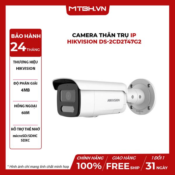 Camera Thân Trụ IP HIKVISION DS-2CD2T47G2-LSU/SL (4MM) C