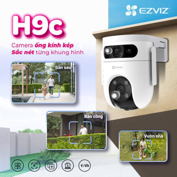 CAMERA WIFI EZVIZ H9C QUAY QUÉT, ỐNG KÍNH KÉP 3K (5MP+5MP)