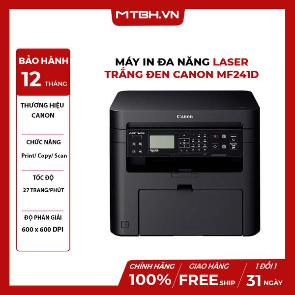 MÁY IN ĐA NĂNG LASER TRẮNG ĐEN CANON MF241D