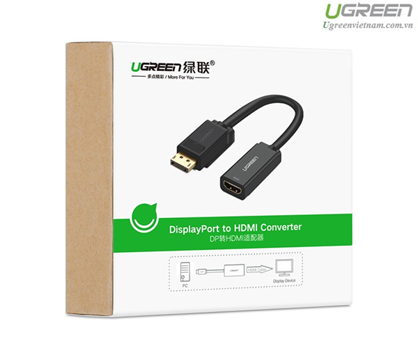 Cáp chuyển đổi Displayport to HDMI hỗ trợ 4Kx2K chính hãng Ugreen 40363 cao cấp
