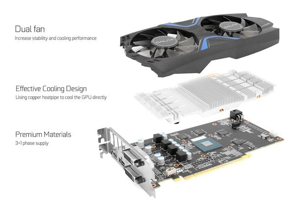 VGA Galax GTX 1050 EXOC 2G (2 Fan) new