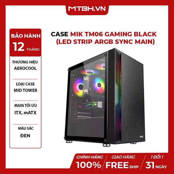 CASE MIK TM06 GAMING BLACK (Led Strip ARGB Sync Main)