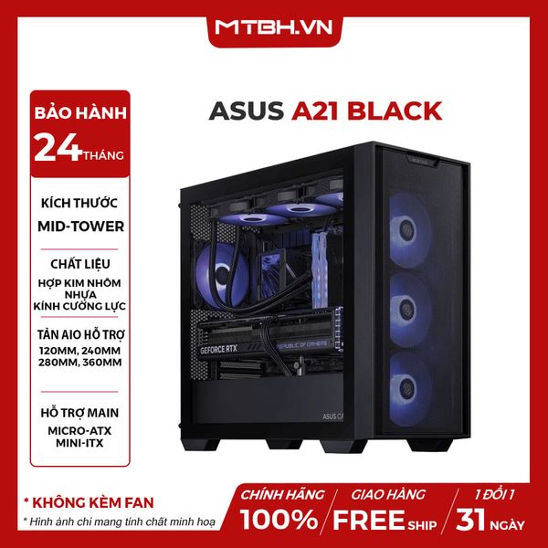 CASE ASUS A21 BLACK (MID TOWER / MÀU ĐEN)