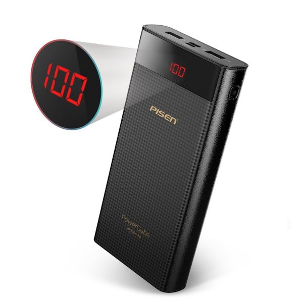 Sạc dự phòng Pisen Power Cube 20000mAh ( Type-C, 2x USB Smart ) Black