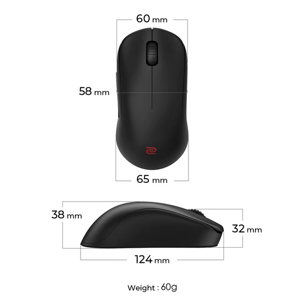 Chuột ZOWIE U2 Gaming Black Chuyên Esports Wireless