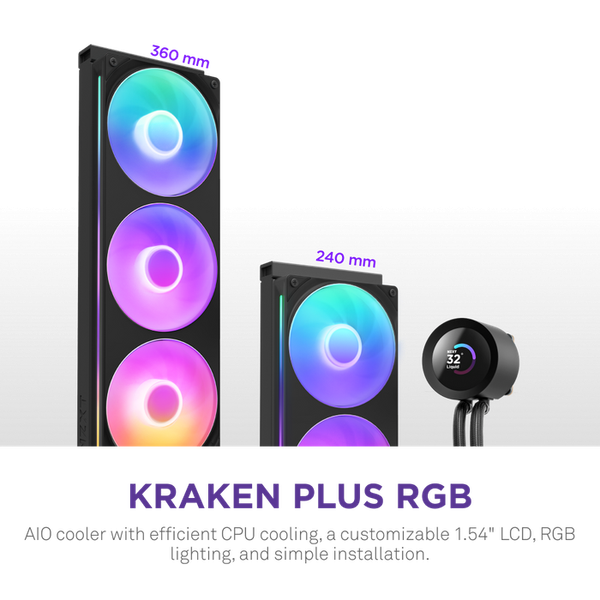 BỘ TẢN NHIỆT NƯỚC NZXT KRAKEN PLUS 240 V2 BLACK - 240MM ( RL-KN240-B2 )