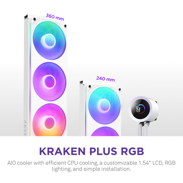 BỘ TẢN NHIỆT NƯỚC NZXT KRAKEN PLUS 240 RGB V2 WHITE - 240MM ( RL-KR240-W2 )