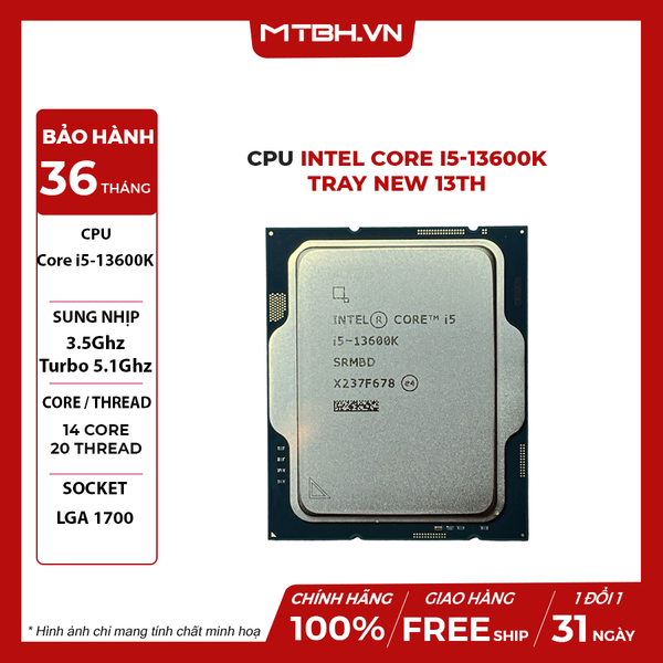 CPU Intel Core i5 13600K Tray NEW 13TH