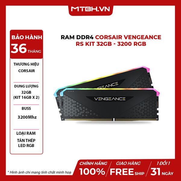 Ram DDR4 64GB Corsair Vengeance RGB RS 3200MHz (KIT 32GBx2)