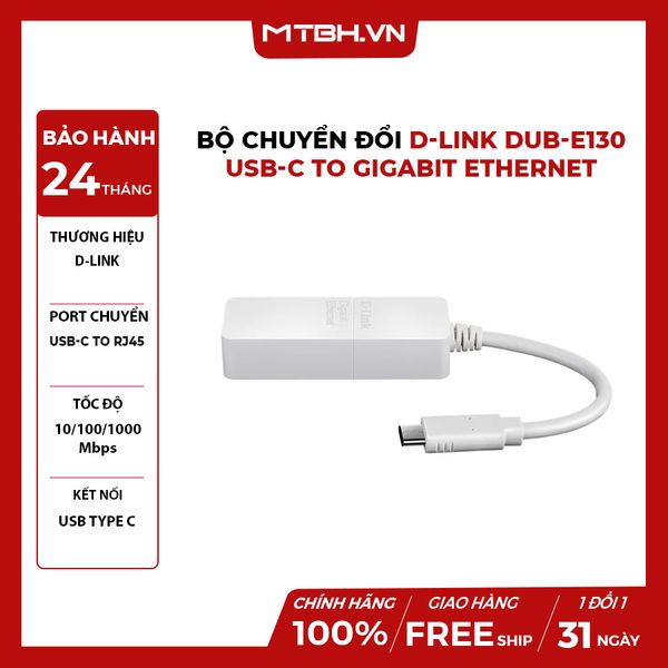 BỘ CHUYỂN ĐỔI D-LINK DUB-E130 - USB-C TO GIGABIT ETHERNET