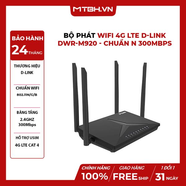 BỘ PHÁT WIFI 4G LTE D-LINK DWR-M920 - CHUẨN N 300MBPS